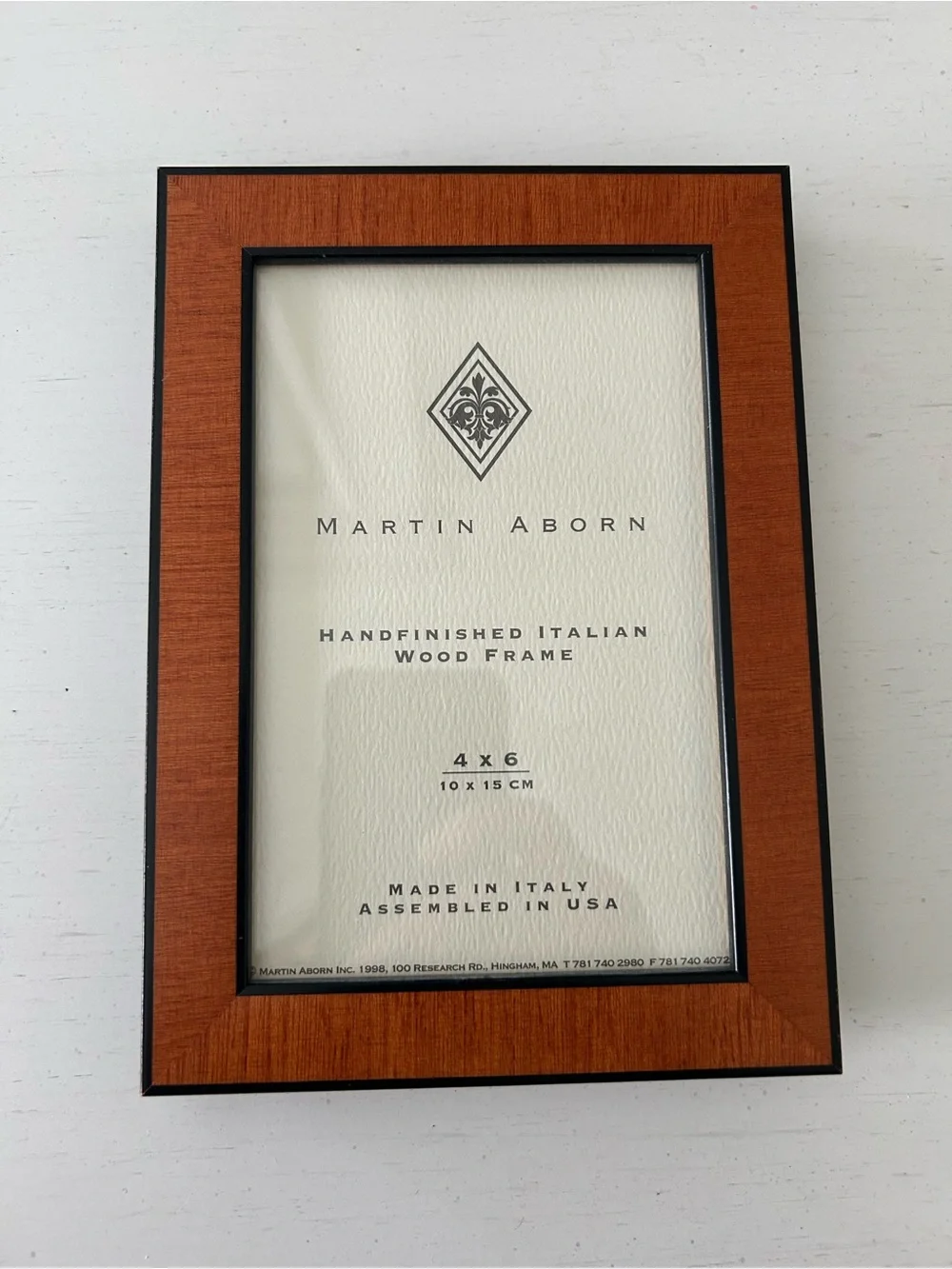 Martin Aborn Handfinished Crafted Italian Wood Photo Frame w/Black Trim 4 by 6